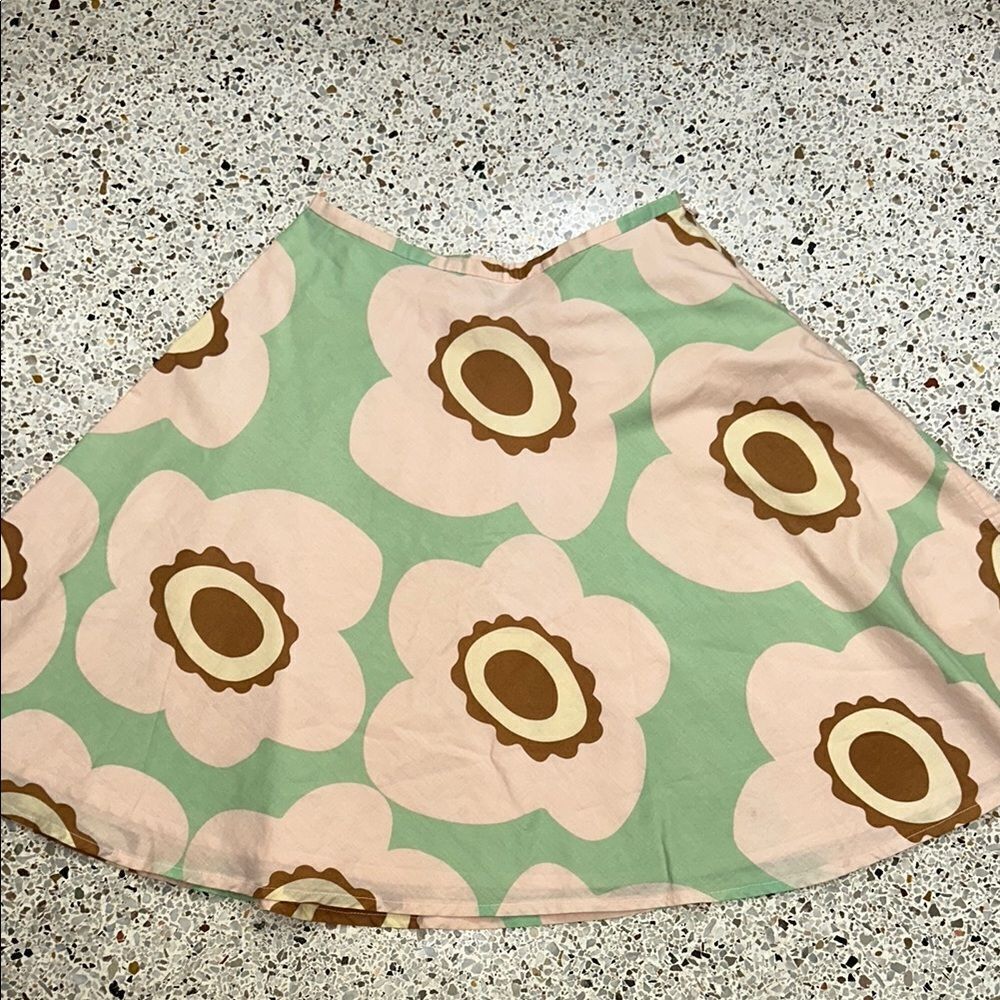 Tocca avocado floral cotton mini skirt lined 2
